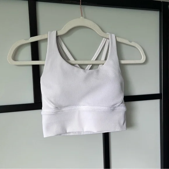 [4] NWOT Lululemon Athletica White Ribbed Longline Energy Sports Bra - Picture 2 of 11